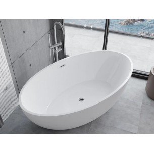 Окремостояча овальна акрилова ванна Nike / Найк 175x100x58 см, біла глянцева, суцільнолита