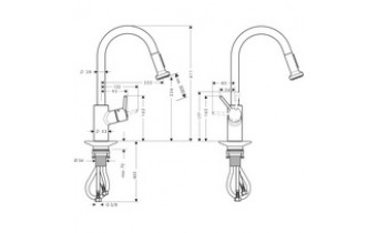 Змішувач для кухні Hansgrohe Talis S2 Variarc високий з витяжним душем (14877000)