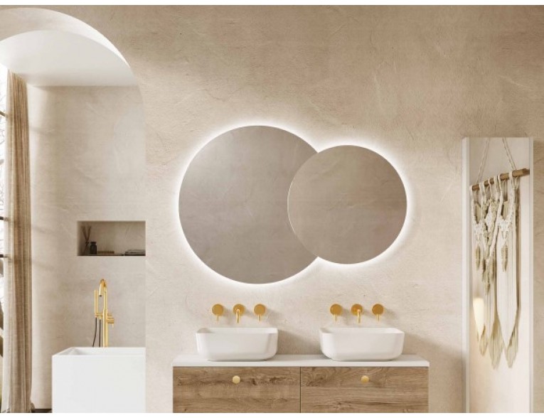 Кругле дзеркало з LED підсвіткою у ванну Elita Round Twin 80/60, 115x80x2,9 см (168511)