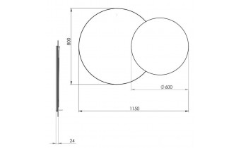 Кругле дзеркало з LED підсвіткою у ванну Elita Round Twin 80/60, 115x80x2,9 см (168511)