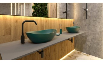 Окремостояча овальна ванна з штучного каменю Water Stone Stella / Стелла 185x82x74 см, Зелена глянцева, суцільнолита, клапан клік-клак колір ванни