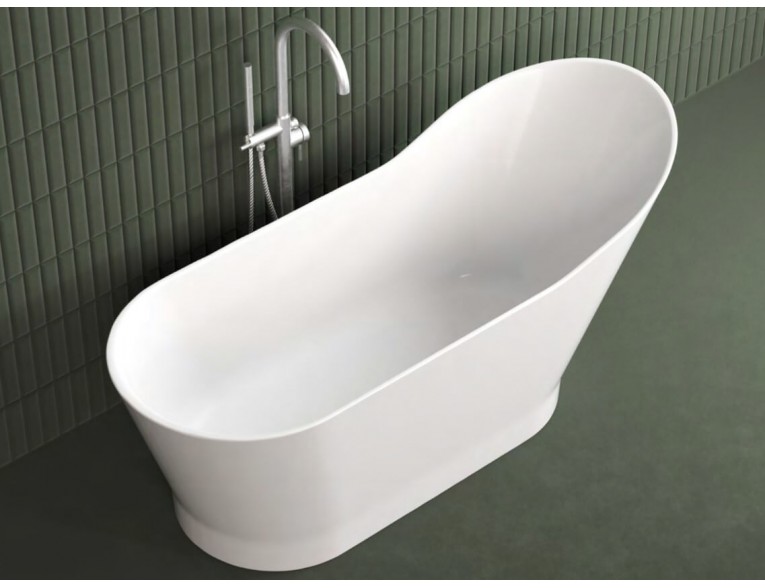Окремостояча овальна ванна з мармуру Dremex Cozy 171,9x68,6x78,1 см, Gelcoat, білий глянцевий + сифон