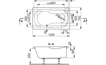 Ванна акрилова Vagnerplast Nike 120x70 см (VPBA127NIK2E-01)