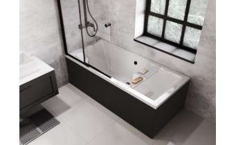 Панель для ванни Besco Quadro 175 Black / Чорна, фронтальна + бічна + кріплення до обох панелей, екран для ванни (OAQ-175-PKC)