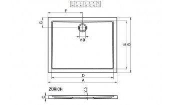 Душовий піддон Riho Zurich 270 900х800, білий (DA70)