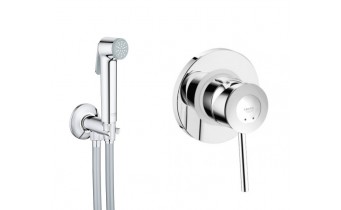 Гігієнічний душ із змішувачем Grohe BauClassic Набір 2 в 1 для туалету (к-кт гігієнічного душа, змішувач прихов. монтажу) хром (UA2904800S)