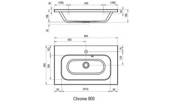 Умивальник Ravak Chrome 800 з переливом (XJG01180000)