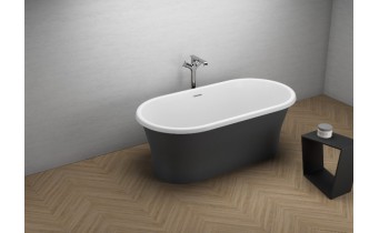 Ванна окремостояча акрилова Polimat Amona New 150х75 см, чорна матова + ніжки (00335)