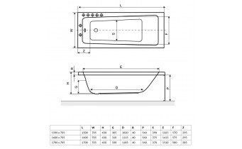 Ванна акрилова пряма Excellent Ava 150x70 см (WAEX.AVA15WH)