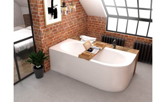 Ванна акрилова Besco Avita 160x75 L, Лівостороння, асиметрична з панеллю (екраном)