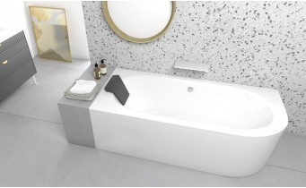 Ванна акрилова Besco Avita 160x75 L, Лівостороння, асиметрична з панеллю (екраном)