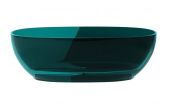 Ванна овальна окремостояча з матеріалу ResiCast Besco Mexa Ocean Breeze 170x78x55 см, + сифон Black Matt, Прозора ванна (WAM-170-OBB)