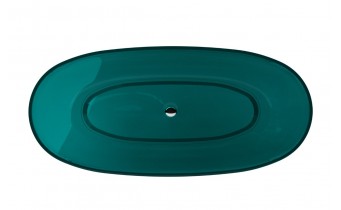 Ванна овальна окремостояча з матеріалу ResiCast Besco Mexa Ocean Breeze 170x78x55 см, + сифон Black Matt, Прозора ванна (WAM-170-OBB)