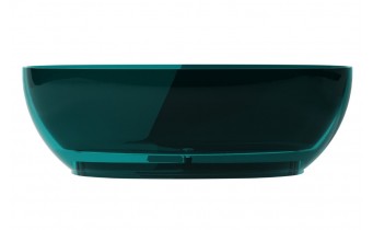 Ванна овальна окремостояча з матеріалу ResiCast Besco Mexa Ocean Breeze 170x78x55 см, + сифон Black Matt, Прозора ванна (WAM-170-OBB)