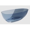 Ванна овальна окремостояча з матеріалу ResiCast Besco Xara Blue Wave 160x75x55 см, + біла решітка, Синя, прозора ванна (WAX-160-BWW)