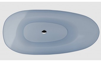 Ванна овальна окремостояча з матеріалу ResiCast Besco Xara Blue Wave 160x75x55 см, + біла решітка, Синя, прозора ванна (WAX-160-BWW)