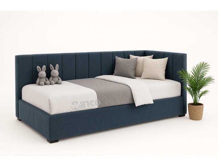 Дитяче ліжко з мякою спинкою Mia / Мія 80x190 см, колір, сторону та тканину можна обрати