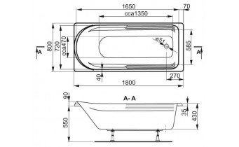 Ванна акрилова Vagnerplast Hera 180x80 см (VPBA180HER2X-01)
