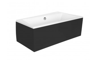 Ванна акрилова Besco Infinity 150x90 R, Правостороння, асиметрична + чорна панель + два білих підголівника (WAI-150-NP-BL-WH)