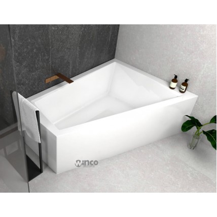 Ванна акрилова для двох осіб Besco Intima Duo 170x125 R, Правостороння, асиметрична з білою панеллю + посилені ніжки + сифон (система зливу) (WAID-170-NP-WH-SF)