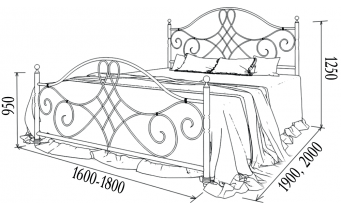 Двоспальне ліжко Метал-дизайн Bella-Letto Парма 180x200 (MT-BL-D-P4)