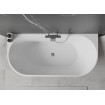 Вільностояча пристінна акрилова ванна Oval / Овал 140x75x58 см, біла глянцева, суцільнолита із заокругленими кутами, накладки злив перелив хром, + klick - klack