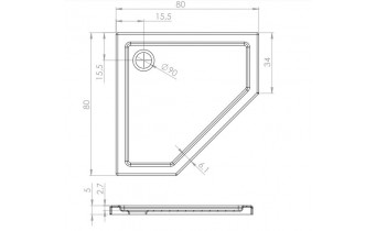 Душовий піддон NEW TRENDY NEW AZURA 80x80x5 см (B-0415)