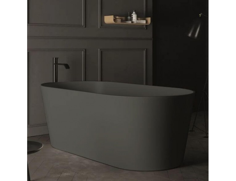 Вільностояча овальна ванна із штучного каменю Nic Design Bay 160x80x57 см, Argilla графітовий матовий (014719052)