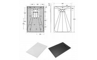 Душовий піддон конгломерат SMC, прямокутний Besco Vexo White UltraSlim 120x80x2,6 см, Білий матовий, із структорованою поверхнею