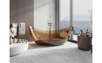 Окремостояча ванна прозора овальна Vea 180x80x75 см, Охра earth - прозора ванна