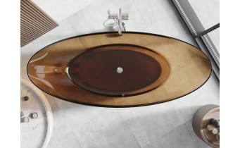 Окремостояча ванна прозора овальна Vea 180x80x75 см, Охра earth - прозора ванна