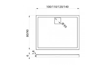 Душовий піддон NEW TRENDY LIDO 140x90x5,5 см (B-0331)