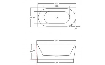 Окремостояча акрилова ванна Besco Zoya 150x75 L з сифоном click / clack, білий (WAS-150-ZLB)