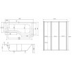 Акрилова ванна з душовою шторкою на 3 секції Besco Integra 150x75 R, асиметрична + чорна панель (WAI-150-PP3-BL3)