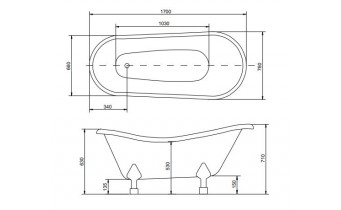 Окремостояча акрилова ванна Besco Otylia 170x77 + ніжки золоті (WKO-170W+ZL)