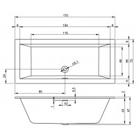 Акрилова ванна Riho Rethink Cubic 170x75, пряма з сифоном click / clack (BR07005)