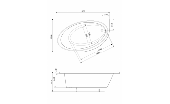 Акрилова ванна Roca Orbita 160x100 см L, Лівостороння асиметрична + ніжки (A24T217000)