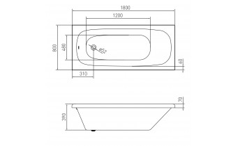 Акрилова ванна Volle Orlando 180x80, пряма (TS-1883540)