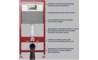 Інсталяція для підвісного унітазу Tece Base 2 в 1 Модуль + кріплення (9400001)