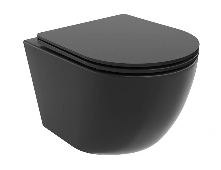 Унітаз безобідковий Mexen Lena Tornado Rimless з сидінням soft-close, Duroplast Slim, Black - Чорний матовий