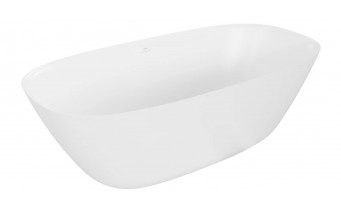 Окремостояча овальна ванна з каменю, штучного Como / Комо 150x82x56 см, біла матова