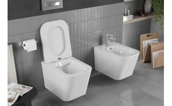Унітаз безобідковий підвісний Mexen Teo Rimless з тонким сидінням soft-close, Duroplast Super Slim, глянцевий білий