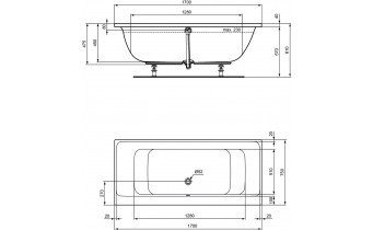 Ванна акрилова Ideal Standard Connect Air Duo 170x75, пряма (E106601)