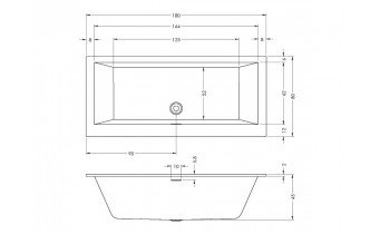 Ванна акрилова Riho Rethink Cubic WALL 180x80 см, пряма, біла матова з функцією Riho FALL (B160002105)