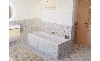 Ванна акрилова Riho Rethink Cubic WALL 180x80 см, пряма, біла матова з функцією Riho FALL (B160002105)
