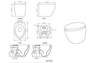 Підлоговий унітаз GSG TOUCH 55 см Smart Clean matt Chestnut (TOWC01SC017)