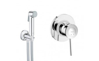 Гігієнічний душ із змішувачем Grohe BauClassic Набір 2 в 1 для туалету (к-кт гігієнічного душа, змішувач прихов. монтажу) хром (UA2904800S)