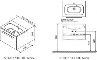 Тумба під умивальник Ravak Chrome 600 (X000000530)