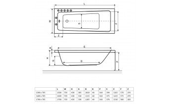 Ванна акрилова пряма Excellent Ava 150x70 см (WAEX.AVA15WH)