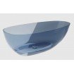 Ванна овальна окремостояча з матеріалу ResiCast Besco Xara Blue Wave 160x75x55 см, + біла решітка, Синя, прозора ванна (WAX-160-BWW)